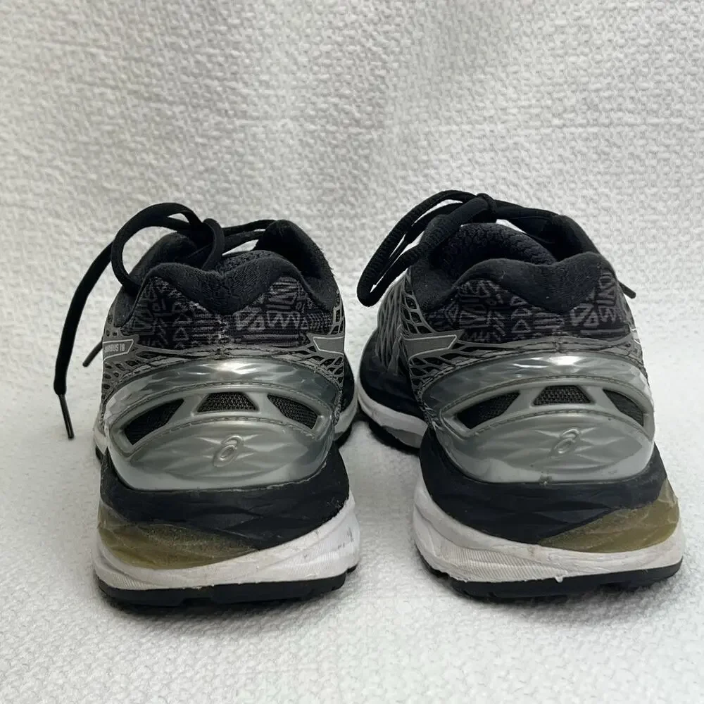 ASICS Gel Nimbus 18 Women’s 8 Black Gray Silver Running Shoes T580N